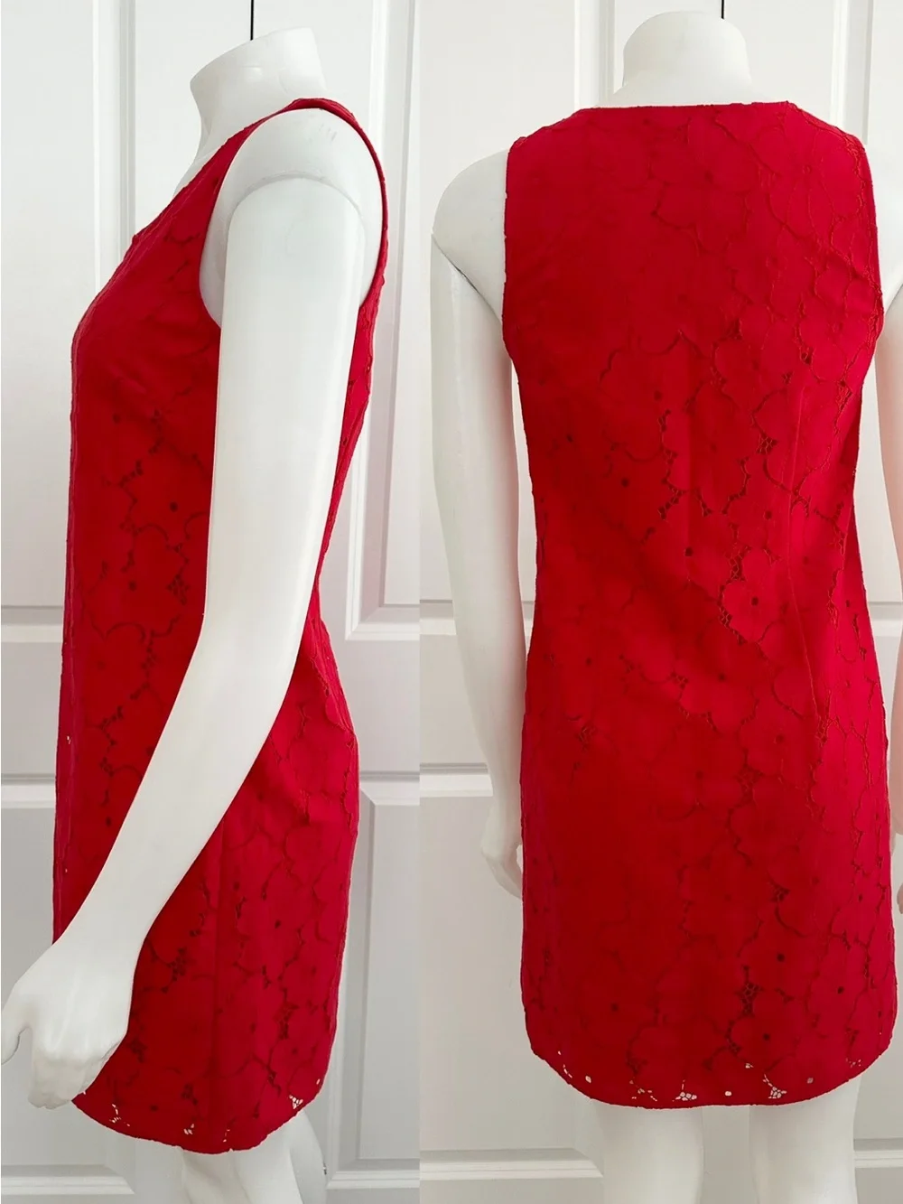 Banana Republic Vibrant Red Floral Lace Sleeveless Shift Dress - Americana - Picture 7 of 17